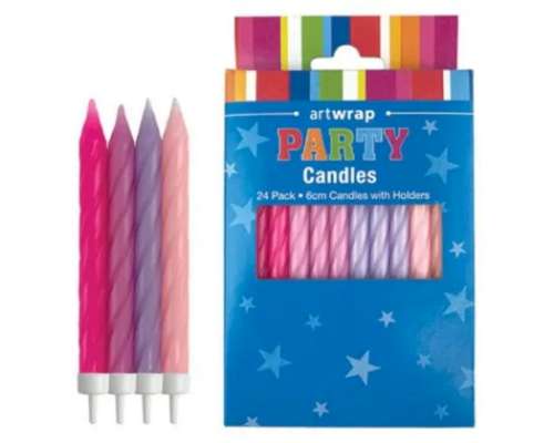 Pastel Pink and Purple Candles - Click Image to Close